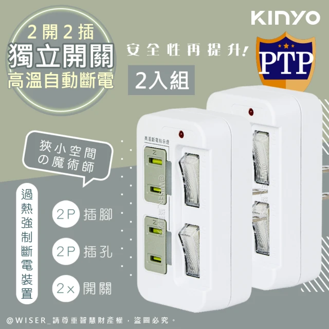 KINYO 高溫斷電•新安規3P3開3多插頭分接器/分接式插座(超值二入組)