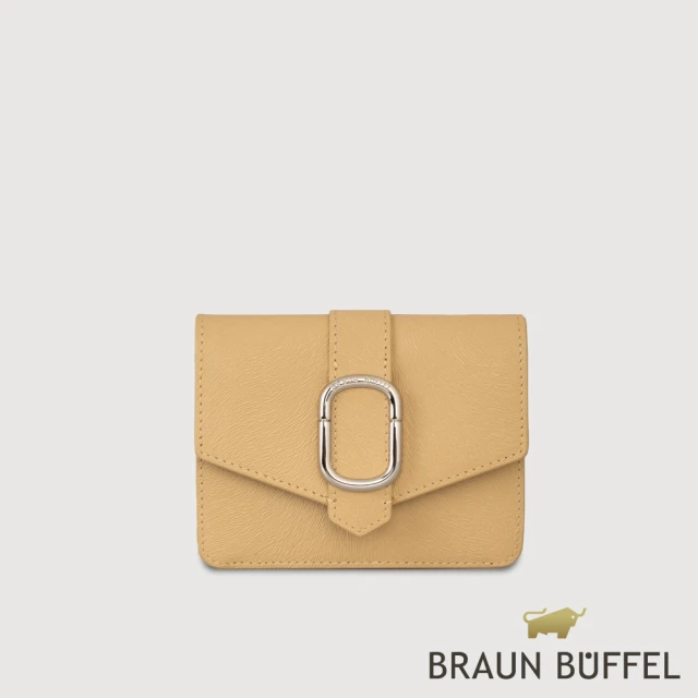 BRAUN BUFFEL 德國小金牛 台灣總代理 瑟魯爾-A 3卡兩折短夾-淺棕色(BF845-403-CR)