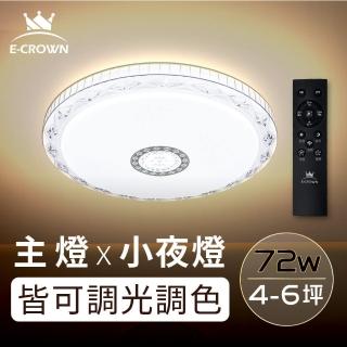 【E-CROWN】E-CROWN 4-6坪 72W LED智慧調光吸頂燈 可調背光款-桂馥(附遙控器、可調色溫色光)
