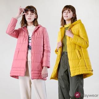 【KeyWear 奇威名品】連帽長版保暖外套(共2色)