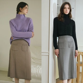 斷碼福利V CUT優雅鬆緊口袋針織裙