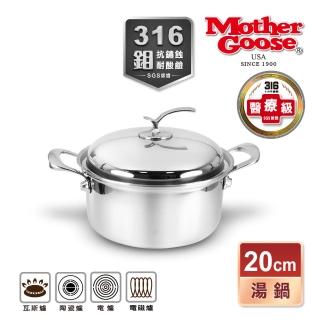 【美國MotherGoose 鵝媽媽】醫療級316不鏽鋼凱薩湯鍋20cm