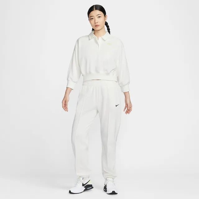 【NIKE 耐吉】長袖上衣 女 POLO衫 AS W NSW PHNX FLC CROP POLO GC 米白 HQ7395-133(2S4008)