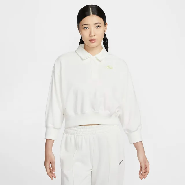 【NIKE 耐吉】長袖上衣 女 POLO衫 AS W NSW PHNX FLC CROP POLO GC 米白 HQ7395-133(2S4008)