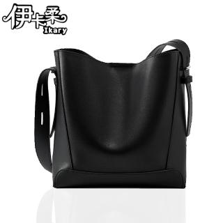 【Ikary 伊卡柔】母親節禮物 時尚大容量真皮水桶包(10096)