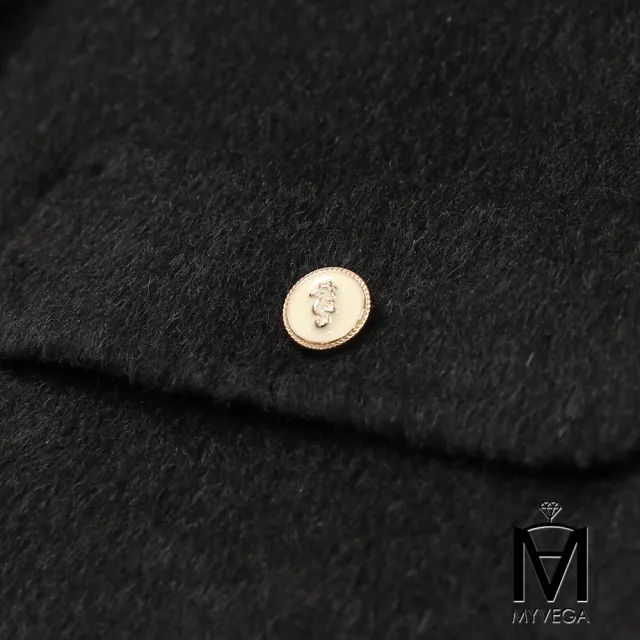 【MYVEGA 麥雪爾】出清品 MA羊毛無領小香風金釦短版大衣外套-鐵灰