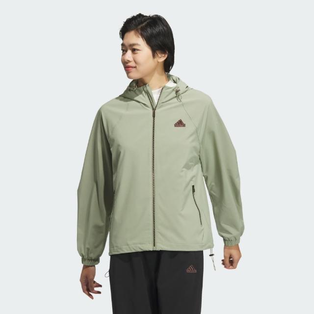 【adidas 愛迪達】外套 女款 連帽運動外套 亞規 TECH WV JKT 綠 JJ1129