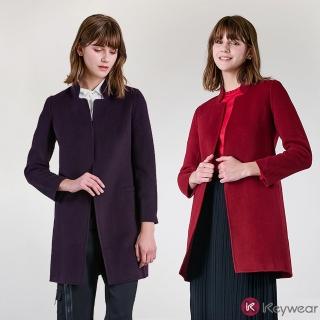 【KeyWear 奇威名品】100%羊毛純手工長袖大衣(共4色)