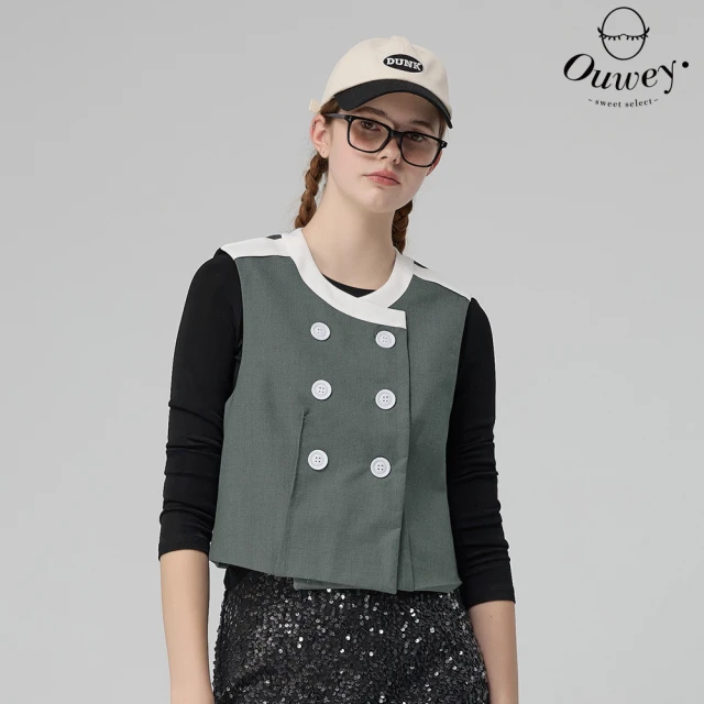 OUWEY 歐薇 閃耀復古亮片短褲裙(黑；S-L；32431