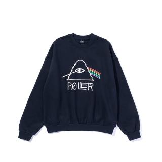 【POLER STUFF】日本限定 PSYCHEDELIC CREW 山型眼彩虹經典大學T(藍)
