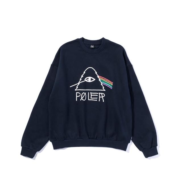 【POLER STUFF】日本限定 PSYCHEDELIC CREW 山型眼彩虹經典大學T(藍)