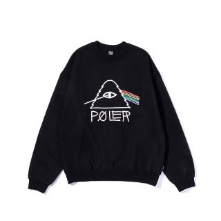 【POLER STUFF】日本限定 PSYCHEDELIC CREW 山型眼彩虹經典大學T(黑)