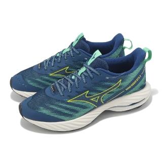 【MIZUNO 美津濃】慢跑鞋 Wave Rider GTX 2 男鞋 藍綠 防水 支撐 波浪片 支撐 運動鞋 美津濃(J1GC2479-02)