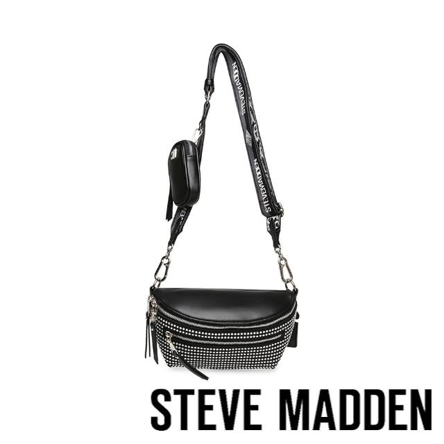 【steve madden】BCLARKES 個性鉚釘斜背子母腰包(黑色)