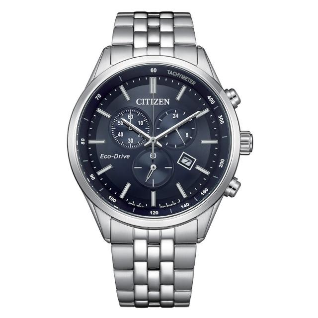 【CITIZEN 星辰】GENT’S 光動能計時腕錶 42MM 藍(AT2570-56L)