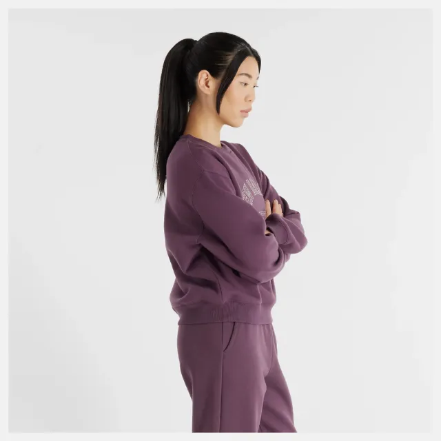 【NEW BALANCE】NB 長袖上衣 女款 運動 大學T 刷毛 美規 紫 WT43516PLN