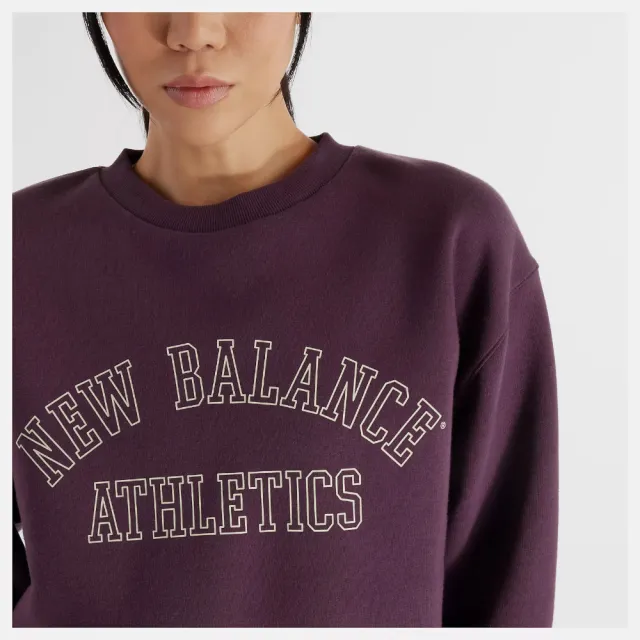 【NEW BALANCE】NB 長袖上衣 女款 運動 大學T 刷毛 美規 紫 WT43516PLN