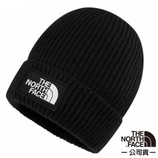 【The North Face】LOGO BOX CUFFED BEANIE 布標針織保暖毛帽 深帽口/可覆耳(3FJX-JK3 黑 N)