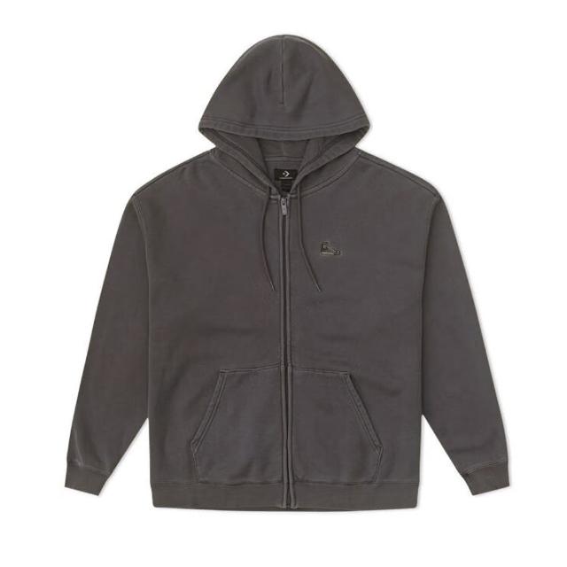 【CONVERSE】SNEAKER PATCH FZ HOODIE 連帽外套 男女 灰黑(10027113-A01)