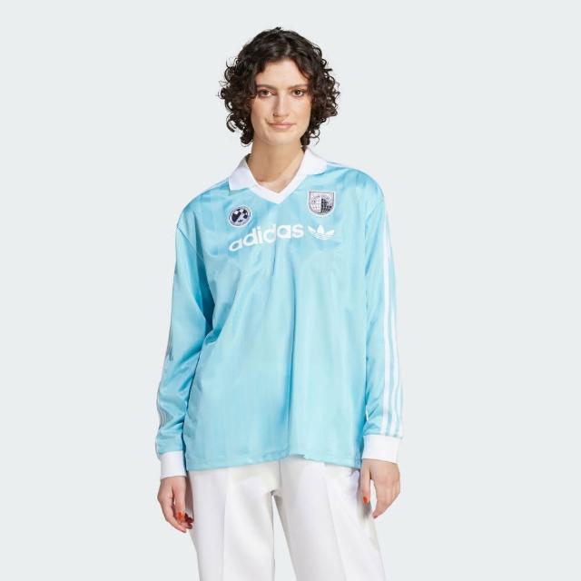 【adidas 愛迪達】長袖上衣 女款 運動 亞規 三葉草 SOCCER LS 藍 IR9770