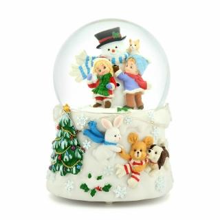 【JARLL 讚爾藝術】雪白派對 水晶球音樂盒(生日情人告白 結婚 聖誕禮物 交換禮物 聖誕裝飾)