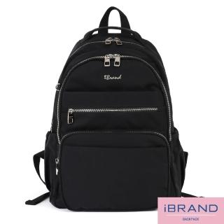 【iBrand】經典Classic實用輕盈多隔層後揹包(黑色)