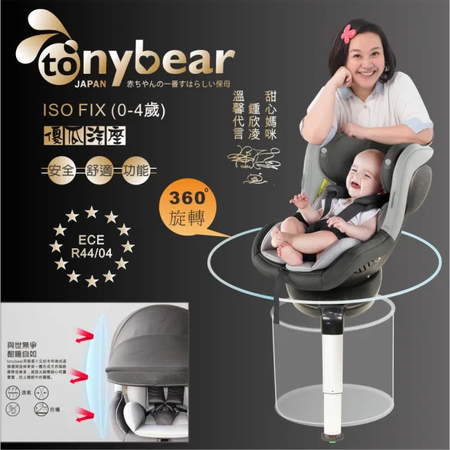 【tonybear】0-4歲 汽車安全座椅 / ISOFIX 360度旋轉座椅 / 銀離子布料