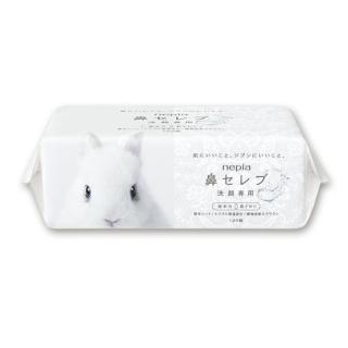 【日本 王子 nepia】鼻貴族超柔軟洗臉巾-白兔120抽x1包(紙巾/衛生紙/旅行/外出/平輸商品)