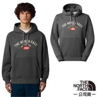 【The North Face】男 Varsity Graphic 保暖長袖連帽T恤.休閒衫.機能性運動衫(89DJ-DYY 雜灰色)