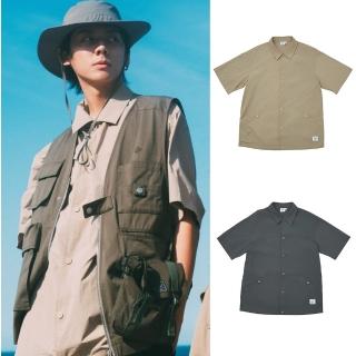 【Herschel】官方直營 短袖上衣 男 女 中性 襯衫(卡其色/灰黑)