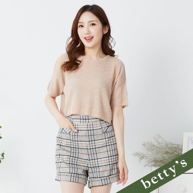 【betty’s 貝蒂思】腰鬆緊格紋高腰短褲(灰色)