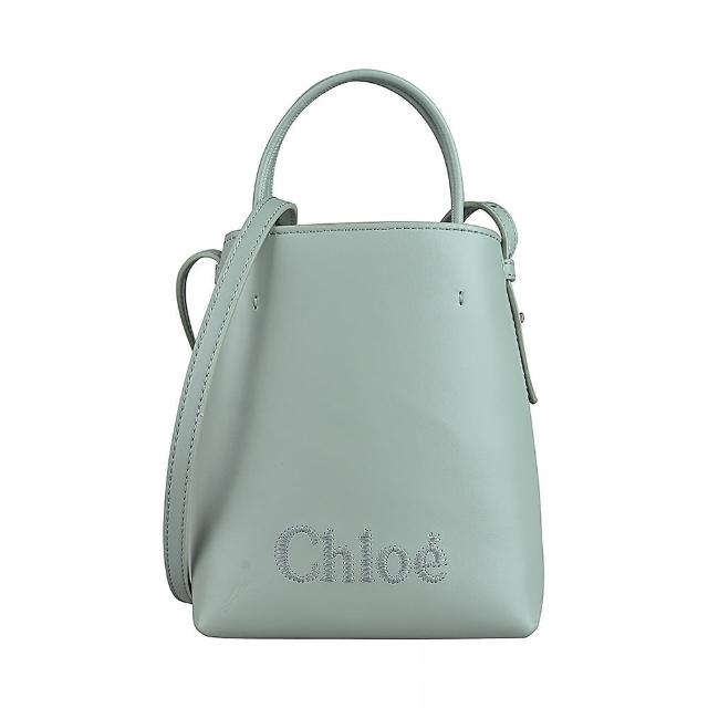 【Chloe’ 蔻依】CHLO’e SENSE經典刺繡字母LOGO設計小牛皮手提斜背包(迷你x海灣綠)