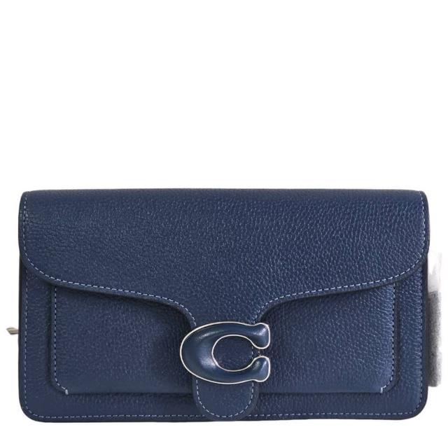 【COACH】Tabby clutch 荔枝紋皮革鍊帶斜背包(海軍藍/贈原廠防塵袋紙袋38 婦女節送禮)