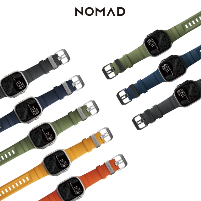 NOMAD Apple Watch 49/46/45/44mm 專用硬悍FKM橡膠錶帶(抗菌、低過敏性)