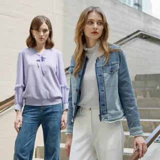 【MYVEGA 麥雪爾】出清品 MA高含棉斜紋彈性牛仔漸層刷色外套-藍