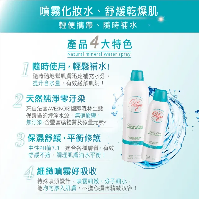 【Perlyne 沛麗泉】舒活保濕礦泉噴霧150ml(曬後舒緩 鎮定修復 定妝化妝水 敏感肌)