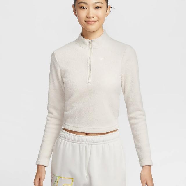 【NIKE 耐吉】保暖 長袖上衣 女款 AS W NSW PHNX PLSH HZ LS TOP 白色(FV8029104)