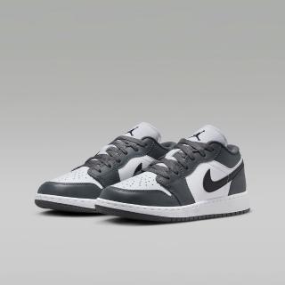 【NIKE 耐吉】運動鞋 休閒鞋 女鞋 中大童 男鞋 AIR JORDAN 1 LOW GS AJ1 喬丹 白 黑 鐵灰 緩震(553560152)