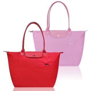 【LONGCHAMP】Le Pliage Collection系列刺繡長把折疊水餃包(大/多色選)