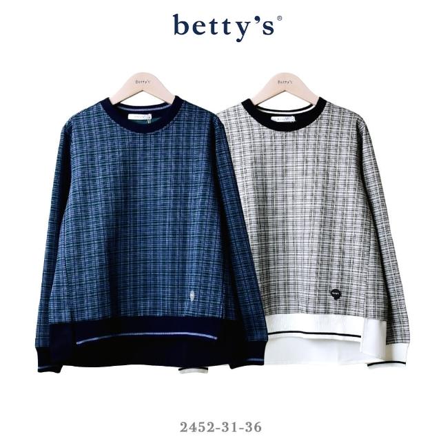 【betty’s 貝蒂思】知性格紋羅紋拼接上衣(共二色)