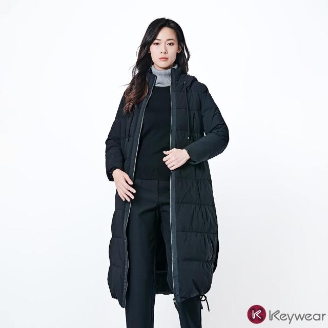 【KeyWear 奇威名品】白鴨絨小抽皺造型羽絨外套(共2色)