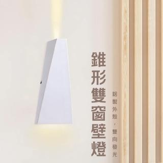 【H.Bear暉熊】LED壁燈 錐形雙窗壁燈 美術壁燈 居家空間 室內照明 客廳 臥室 玄關(時尚白 COB光源)