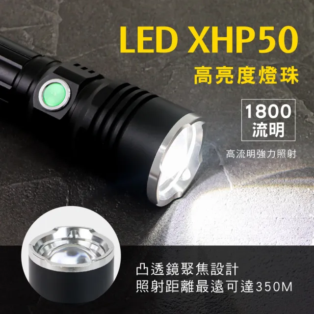 【KINYO】充電式P50強光手電筒(登山/露營/地震/停電/Type-C充電 LED-670)