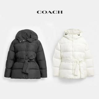 【COACH】蔻馳官方直營 聚酯纖維短版皮帶羽絨外套-2色可選(CV316)