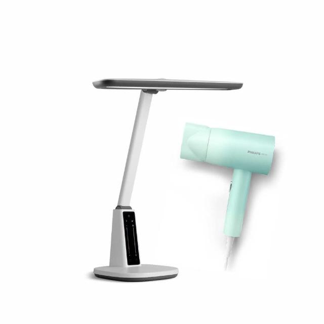 【Philips 飛利浦】66277 A1軒鴻智能LED護眼檯燈+雙重離子吹風機 超值組(PD062)