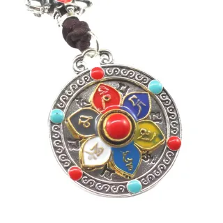 【八寶吉祥】六字真言手轉經輪掛飾(可轉動腰牌 擋災 開運 九宮掛牌 佛教 吊飾 吊牌 法器)