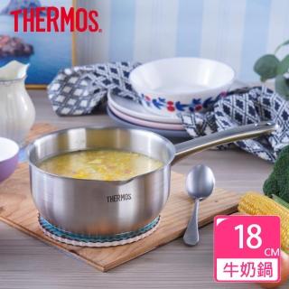 【THERMOS膳魔師】不鏽鋼直柄牛奶鍋湯鍋18cm(MLK-S18)