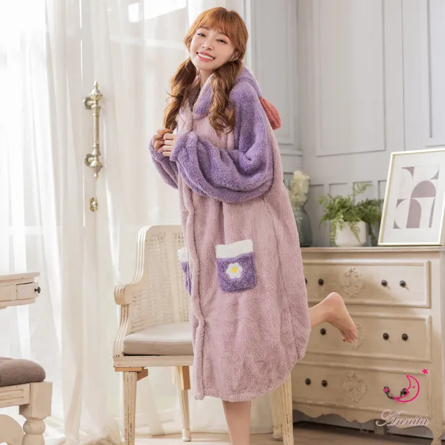 【Annita】交換禮物溫暖物語法蘭絨保暖睡袍居家服福袋(情侶款睡袍/1212交換禮物/保暖居家服/長袖/中大尺碼)