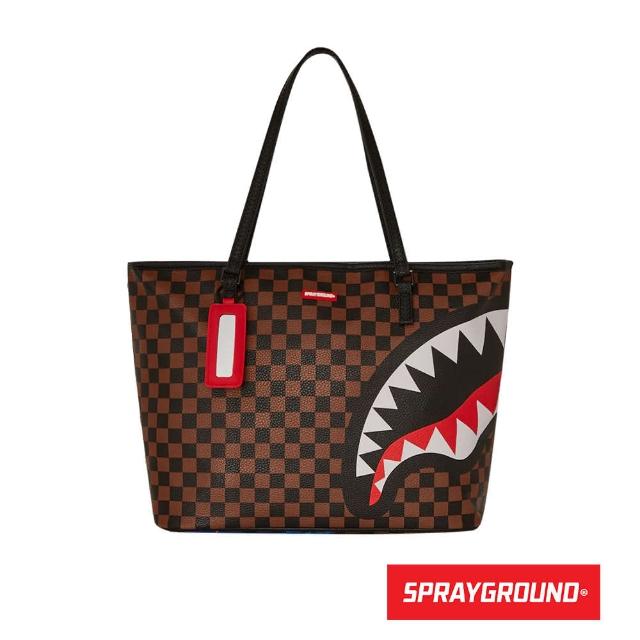 【SPRAYGROUND】Knit Sharks In Paris Tote 方格鯊魚托特包(咖啡色)