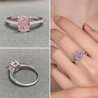 【LEESA】618 粉鋯戒指\寶石戒指\純銀戒指\食指戒\婚戒\鋯石戒指\日系戒指\方形戒指\復古戒指\氣質